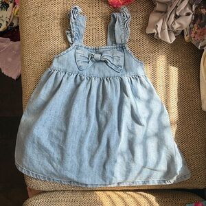 Light Blue Denim Baby Girl Dress with Bow